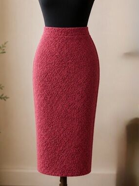 Papermoon Textured Knit Midi Pencil Skirt | Rose Pink | Pull-On Size Small